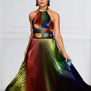Gorgeous multi colored maxi dress! Worn once for a milestone celebration.